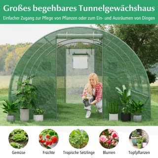 Costway Μεταλλικό Θερμοκήπιο 12m² με 6 Ανοιγόμενα Παράθυρα - Πράσιν...