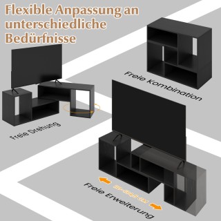 Costway Πολυλειτουργικό Έπιπλο Τηλεόρασης με Ρυθμιζόμενα L-Σχήματος...