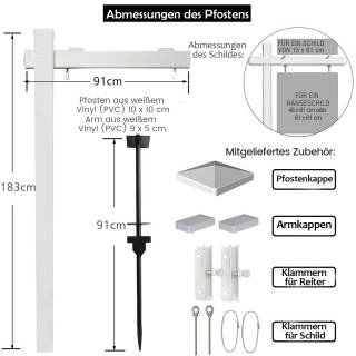 Costway Πινακίδα Ακινήτου UPVC 180 cm για Πώληση σε Γκαράζ OP3931WH