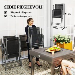 Outsunny Σετ Κήπου 7 Τεμαχίων με 6 Πτυσσόμενες Καρέκλες και Επεκτει...