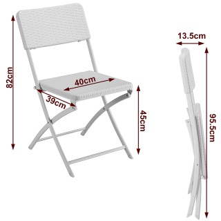 BAKAJI  Σετ 2 Πτυσσόμενες Καρέκλες από Πολυρατάν Λευκό για Εξωτερικ...