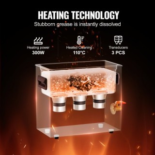 VEVOR  6L Υπερηχητικός Καθαριστής με Θερμαντήρα, Χρονοδιακόπτη & Κα...