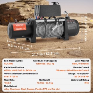 Ηλεκτρικό Βίντσι VEVOR 13,500 lb Ατσάλινο Καλώδιο IP65 Αδιάβροχο Τη... Ηλεκτρικό Βίντσι VEVOR 13,500 lb Ατσάλινο Καλώδιο IP65 Αδιάβροχο Τη...