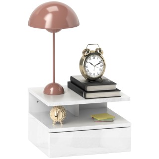 HOMCOM Κρεμαστό Κομοδίνο με Συρτάρι και Ράφι, 35x32x22.5 εκ, Λευκό ...