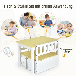 Costway  Πρακτικό Σετ Παιδικού Δωματίου: Τραπέζι, Πάγκος Αποθήκευση...