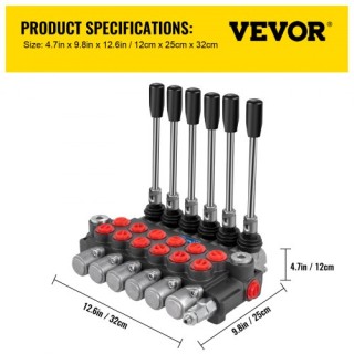 VEVOR Υδραυλική Βαλβίδα Κατεύθυνσης 6 Σπoυλ, 11 GPM, 3600 PSI για ... VEVOR Υδραυλική Βαλβίδα Κατεύθυνσης 6 Σπoυλ, 11 GPM, 3600 PSI για ...