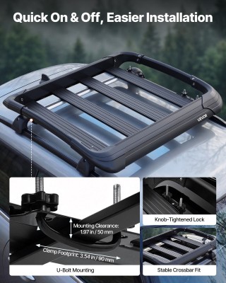 VEVOR Καλάθι Οροφής Αυτοκινήτου 965 x 965 x 142 mm, Universal, 68,0...
