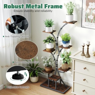 Costway  Οκταώροφη Ραφιέρα Φυτών με Φωτισμούς Ανάπτυξης - Βάση Λουλ...