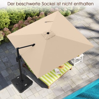 Costway Μεγάλη Μπεζ Τέντα Κήπου 300x300 cm - Ρυθμιζόμενη & Περιστρε...