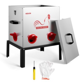 VEVOR Αυτόματη Ταΐστρα Κοτόπουλων 22,68 kg με 6 Θύρες σε Μεταλλική ...