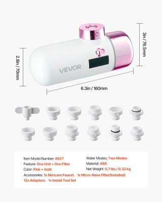 VEVOR Φίλτρο Νερού Σκίνκερ: Φίλτρα Βρύσης για Μικρο-Νάνο Φυσαλίδες,... VEVOR Φίλτρο Νερού Σκίνκερ: Φίλτρα Βρύσης για Μικρο-Νάνο Φυσαλίδες,...