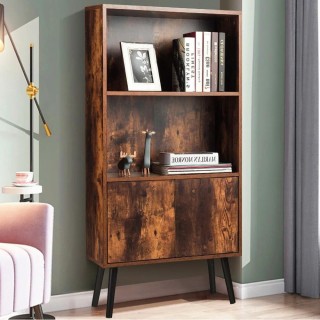 BAKAJI  Κινητή Βιβλιοθήκη 2 Ράφια + Πόρτα Ντουλάπι Ξύλινο Μοντέρνος...