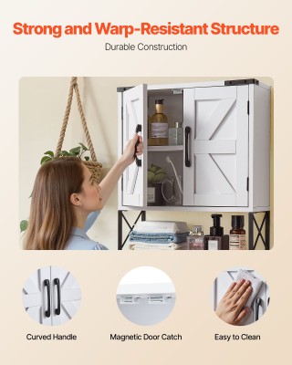 VEVOR Λευκή Ντουλάπα Τοίχου Μπάνιου με Ρυθμιζόμενο Ράφι - Διαστάσει...