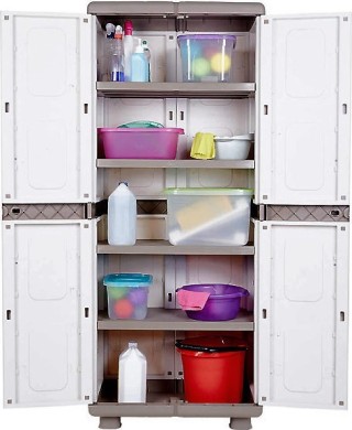 Δίφυλλη Ντουλάπα Ηλέκτρα Πλαστική με 4 Ράφια Γκρί-Ανθρακί 73x44x179... Δίφυλλη Ντουλάπα Ηλέκτρα Πλαστική με 4 Ράφια Γκρί-Ανθρακί 73x44x179...