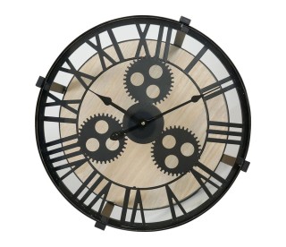 Ostaria Τραπέζι Μέταλλο Γυαλί Ξύλο Ρολόι Μαύρο 39x39x40 cm -35647 Ostaria Τραπέζι Μέταλλο Γυαλί Ξύλο Ρολόι Μαύρο 39x39x40 cm -35647