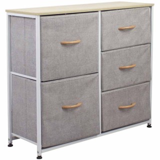 BAKAJI Ανθεκτική Συρταριέρα με 5 Συρτάρια Υφασμάτινη Γκρι Ανοιχτό κ... BAKAJI Ανθεκτική Συρταριέρα με 5 Συρτάρια Υφασμάτινη Γκρι Ανοιχτό κ...