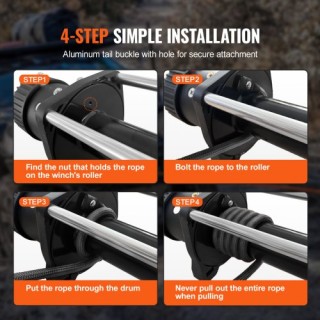 VEVOR  Συνθετικό Σχοινί Βίντσι 1/4 x 50 10,000 lbs με Προστατευτικό...