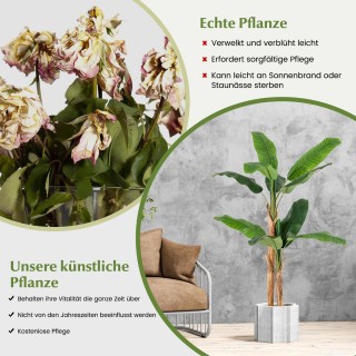 Costway  Τεχνητό Δέντρο Μπανάνας 165 εκ. με Ρεαλιστικά Φύλλα και Στ...