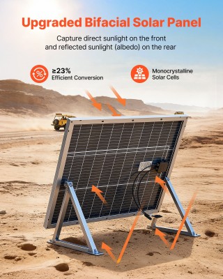 VEVOR 2 Τεμ 100W Διπλής Όψεως Ηλιακά Πάνελ Υψηλής Απόδοσης 23% N-Ty...