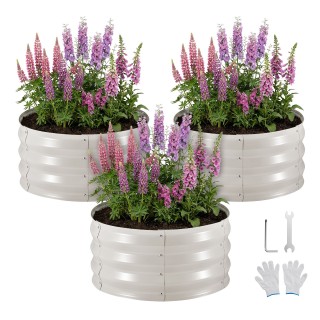 VEVOR Σετ 3 Μεταλλικά Υψωμένα Παρτέρια Κήπου, Στρογγυλά, 60x60x30 ε...