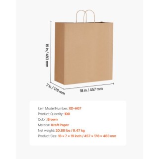 VEVOR Τσάντες Χάρτινες με Χερούλια 100τμχ 18x7x19 μαύρες ZZGWDHTS18... VEVOR Τσάντες Χάρτινες με Χερούλια 100τμχ 18x7x19 μαύρες ZZGWDHTS18...