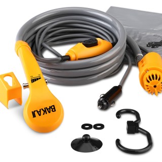 BAKAJI Ντους Κατασκήνωσης 12V Καλώδιο Τροφοδοσίας 5m Πλύσιμο Αυτοκι...