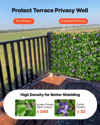 VEVOR Επεκτεινόμενο Φράχτη Απορρήτου με Τεχνητό Κισσό, 64.9 x 310 c...