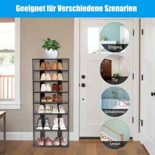 Κάθετο Ράφι Αποθήκευσης Παπουτσιών 7 Επιπέδων 46 x 27 x 110,5cm Μαύ...