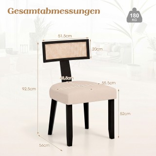 Costway Καρέκλα τραπεζαρίας/κουζίνας με πλάτη από ρατάν, επενδυμένο...