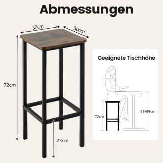 Costway Σετ 4 Vintage Σκαμπό Μπαρ με Υποπόδιο, Ύψος Καθίσματος 72cm...