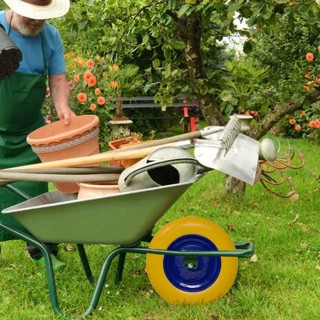 BAKAJI Κίτρινος Συμπαγής Αντιδιατρητικός Τροχός PU για Καρότσι 35cm...