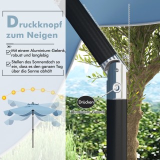 Costway Ομπρέλα Βεράντας με Ρυθμιζόμενη Κλίση και Κομψές Λεπτομέρει...