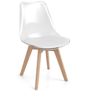 Costway Σετ 4 Διαφανείς Καρέκλες Τραπεζαρίας με Ξύλινα Πόδια Σκανδι...