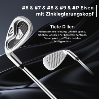 Costway Σύνολο Γκολφ για Αριστερόχειρες Άνδρες με Φορητή Γκρι Τσάντ...