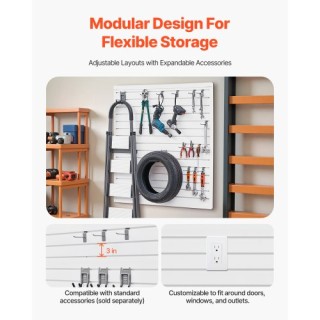 VEVOR Πάνελ Σχάρας 4x4 ft PVC Λευκό για Γκαράζ με Μοντέρνο Σχεδιασμ...