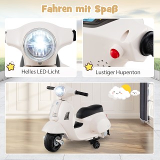 Costway  Παιδική Ηλεκτρική Βέσπα 6V με LED Φώτα - Άσπρο Όχημα Μικρώ...