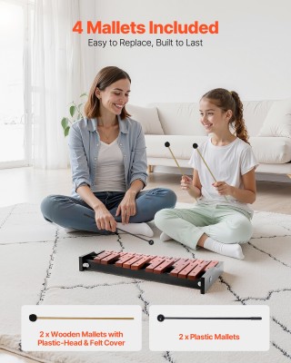 VEVOR Ξυλόφωνο Γκλοκενσπίλ 25 Νότων, 2 Τύποι Μπαγκέτες, με Τσάντα Μ...