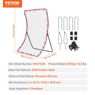 VEVOR Δίχτυ Επιστροφής Μπέιζμπολ & Σόφτμπολ 4x5.5 ft PitchBack Πολλ...