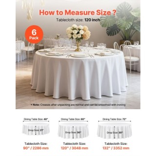 VEVOR Σετ 6 Λευκά Στρογγυλά Τραπεζομάντηλα 120 εκ., Ανθεκτικά σε Λε... VEVOR Σετ 6 Λευκά Στρογγυλά Τραπεζομάντηλα 120 εκ., Ανθεκτικά σε Λε...