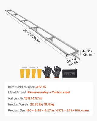 VEVOR Ράγα Οδηγός Αλυσοπρίονου, Ρυθμιζόμενη 4.57μ με Κιτ Δοκών για ... VEVOR Ράγα Οδηγός Αλυσοπρίονου, Ρυθμιζόμενη 4.57μ με Κιτ Δοκών για ...