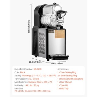 VEVOR  Μηχανή Σλάσι 3L για Μαργαρίτες και Παγωμένα Ροφήματα  SYXRJX...