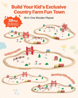 VEVOR Ξύλινο Σετ Τρένου 39 Τεμαχίων με Μαγνητικά Τρένα και Σιδηροδρ... VEVOR Ξύλινο Σετ Τρένου 39 Τεμαχίων με Μαγνητικά Τρένα και Σιδηροδρ...