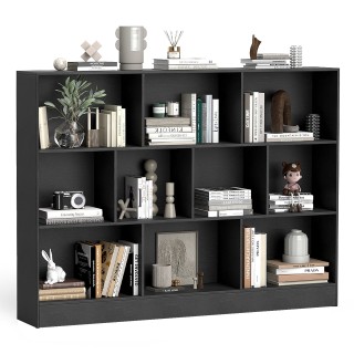 Costway Βιβλιοθήκη με 10 ράφια, 3 επίπεδα και 2 σετ προστασίας από ...