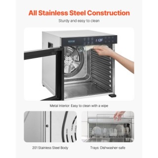 VEVOR Αφυγραντήρας Τροφίμων 10 Δίσκων 1000W Ανοξείδωτος SGHGJ1000W1... VEVOR Αφυγραντήρας Τροφίμων 10 Δίσκων 1000W Ανοξείδωτος SGHGJ1000W1...