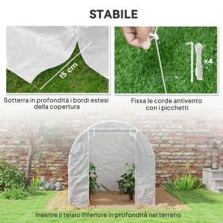 Outsunny Σερρά Τύπου Τούνελ με Μεταλλικό Σκελετό και 4 Παράθυρα από...