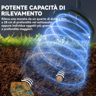 Outsunny Επαγγελματικός Ανιχνευτής Μετάλλων με 5 Λειτουργίες, Αδιάβ...