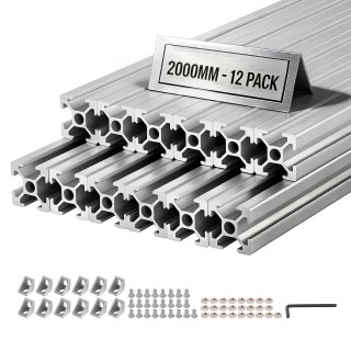 VEVOR 12 Τεμάχια Προφίλ Αλουμινίου 2020, 2000 mm, Τ-Σχισμής, Ανοδιω...