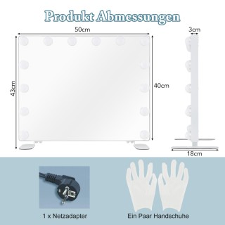 Costway  Φωτιζόμενος Καθρέφτης Μακιγιάζ με Ρυθμιζόμενα LED Φώτα και...