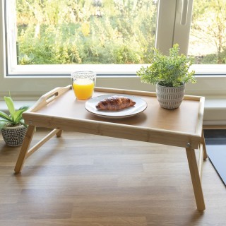 Galileo Πτυσσόμενος δίσκος κρεβατιού από μπαμπού και MDF με χειρολα...