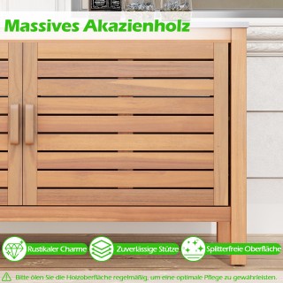 Costway  Ξύλινη Ντουλάπα Βεράντας με Δίφυλλη Αποθήκευση και Επιφάνε...